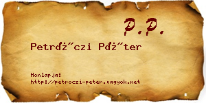 Petróczi Péter névjegykártya
